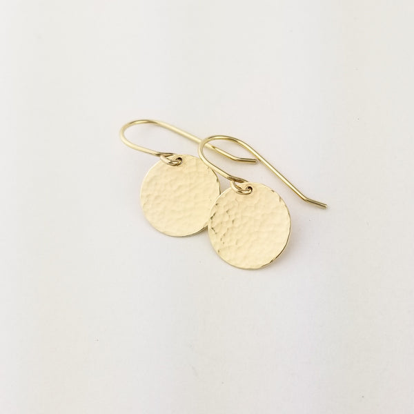 Gecko - Elements, 9ct Yellow Gold Hammered Irregular Disc Drop Earrings |  Guest and Philips