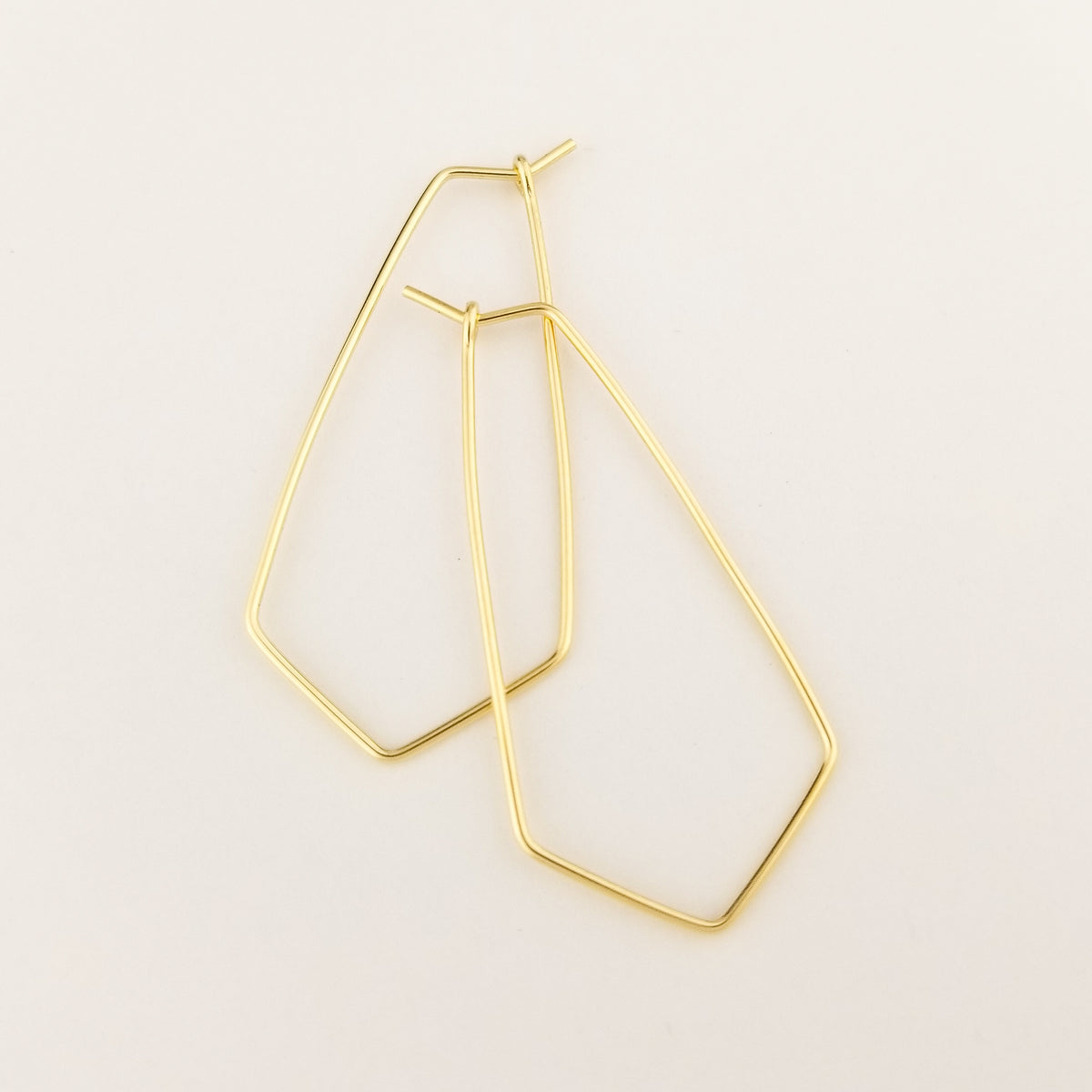 Thin Solid 14k Gold Chevron Hoop Earrings