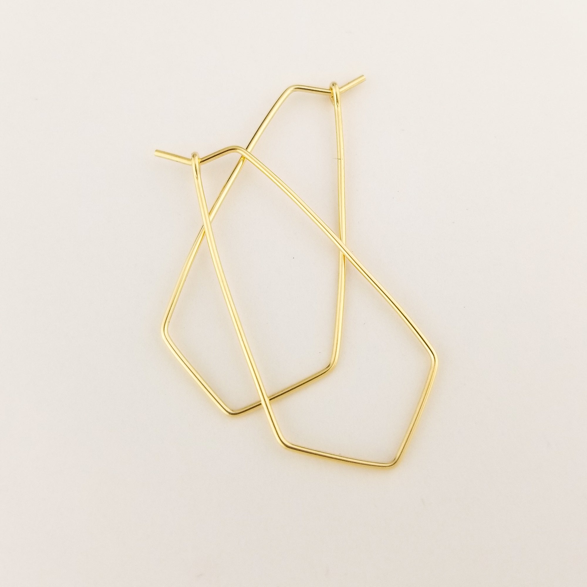 Thin Solid 14k Gold Chevron Hoop Earrings