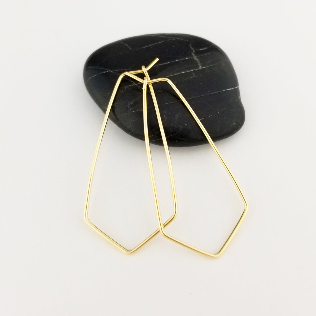 Thin Solid 14k Gold Chevron Hoop Earrings
