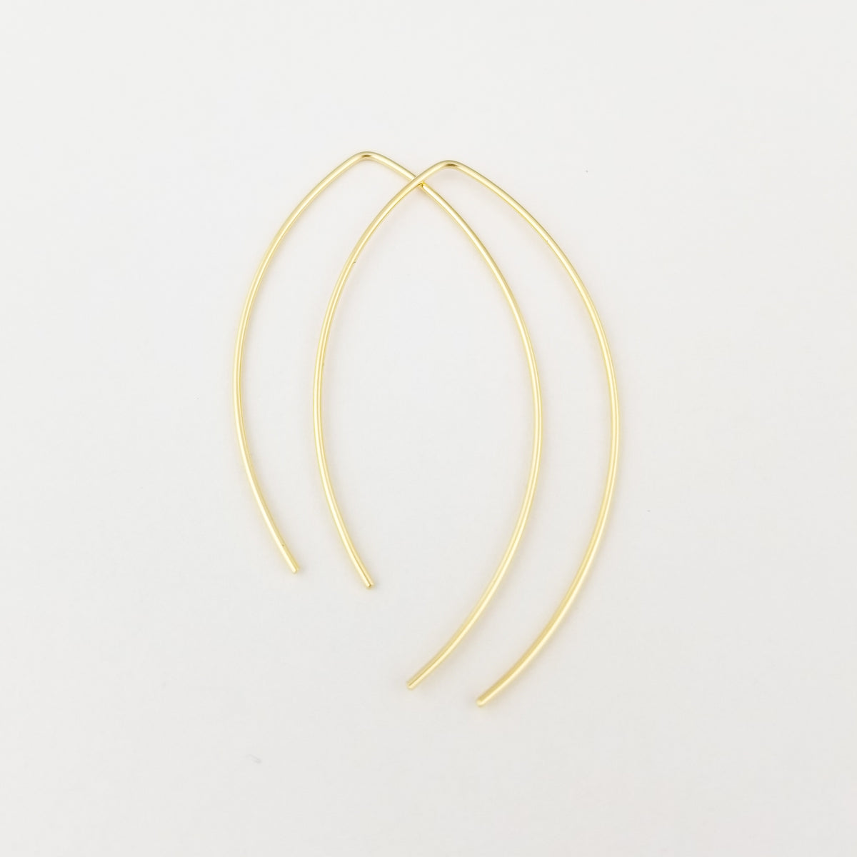 Thin Solid Gold Open Hoop Threader Earrings