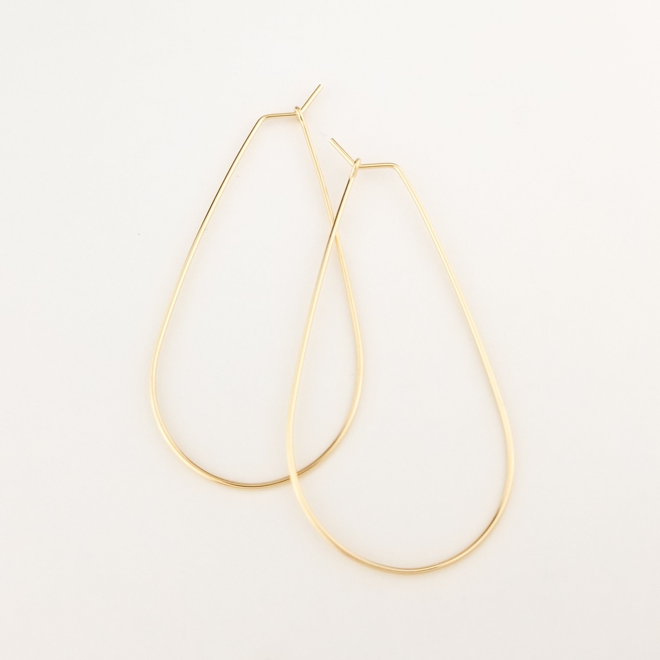 Thin Solid 14k Gold Teardrop Hoop Earrings Aris Designs