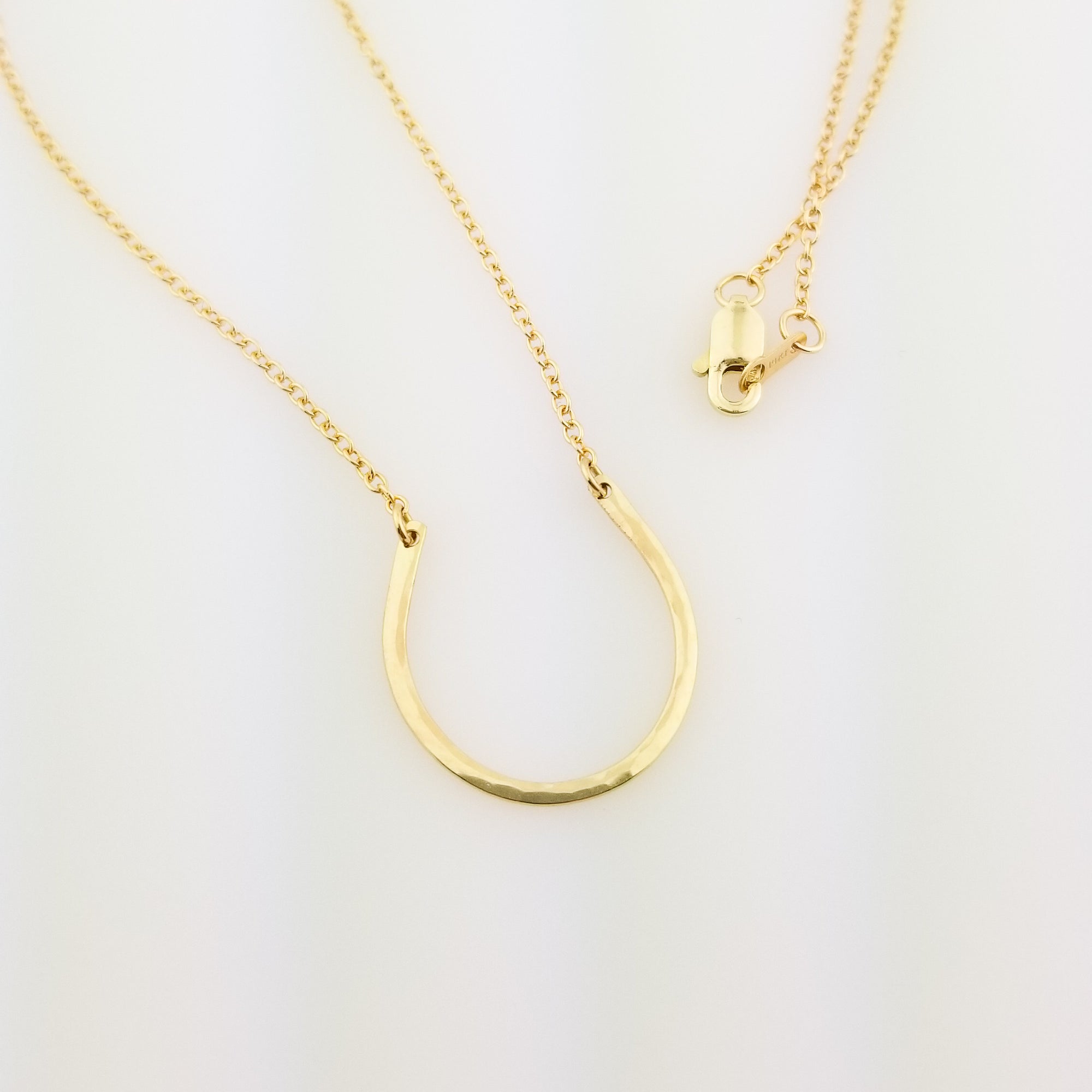 Hammered 14k Gold Horseshoe Necklace
