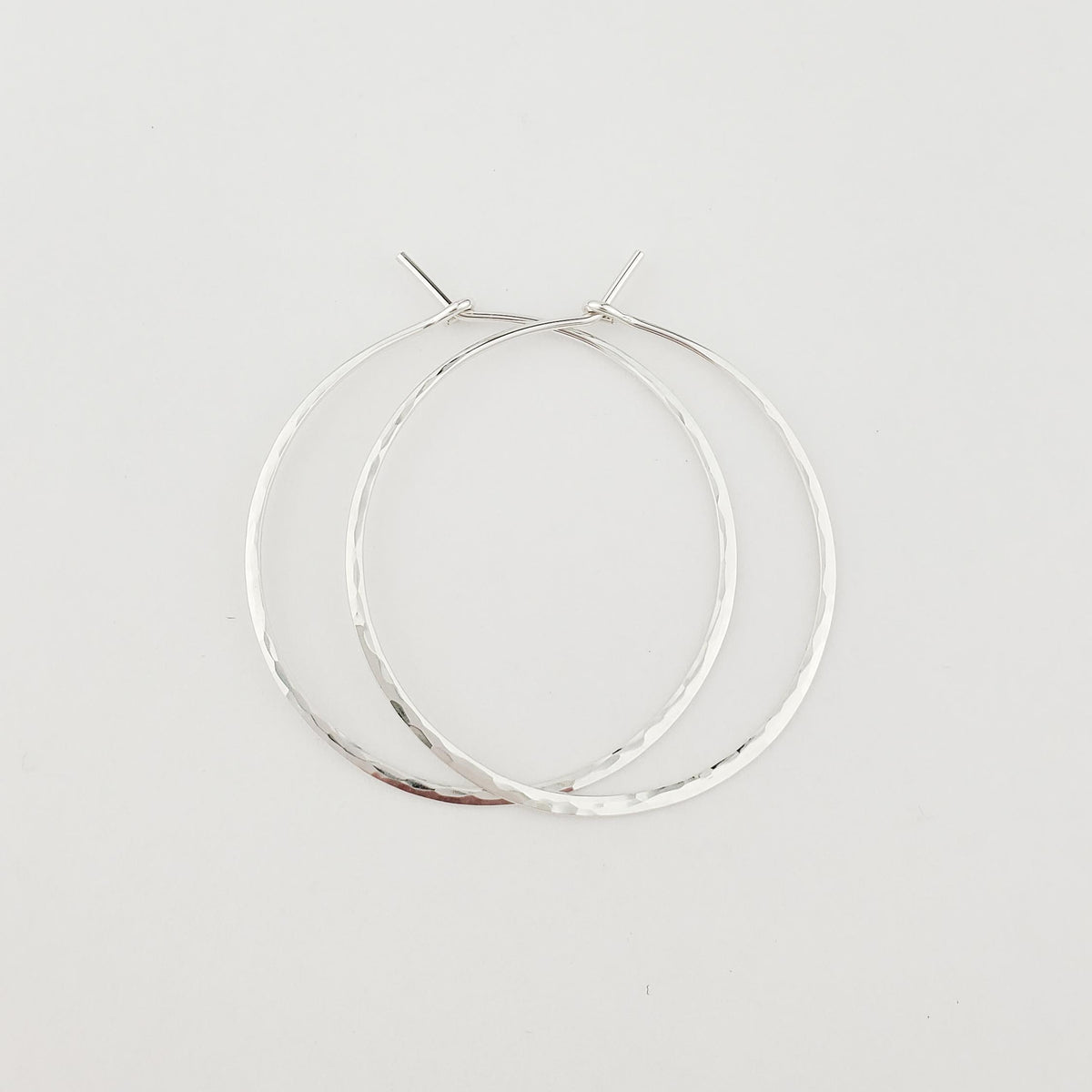Thick Hammered Silver Hoop Earrings