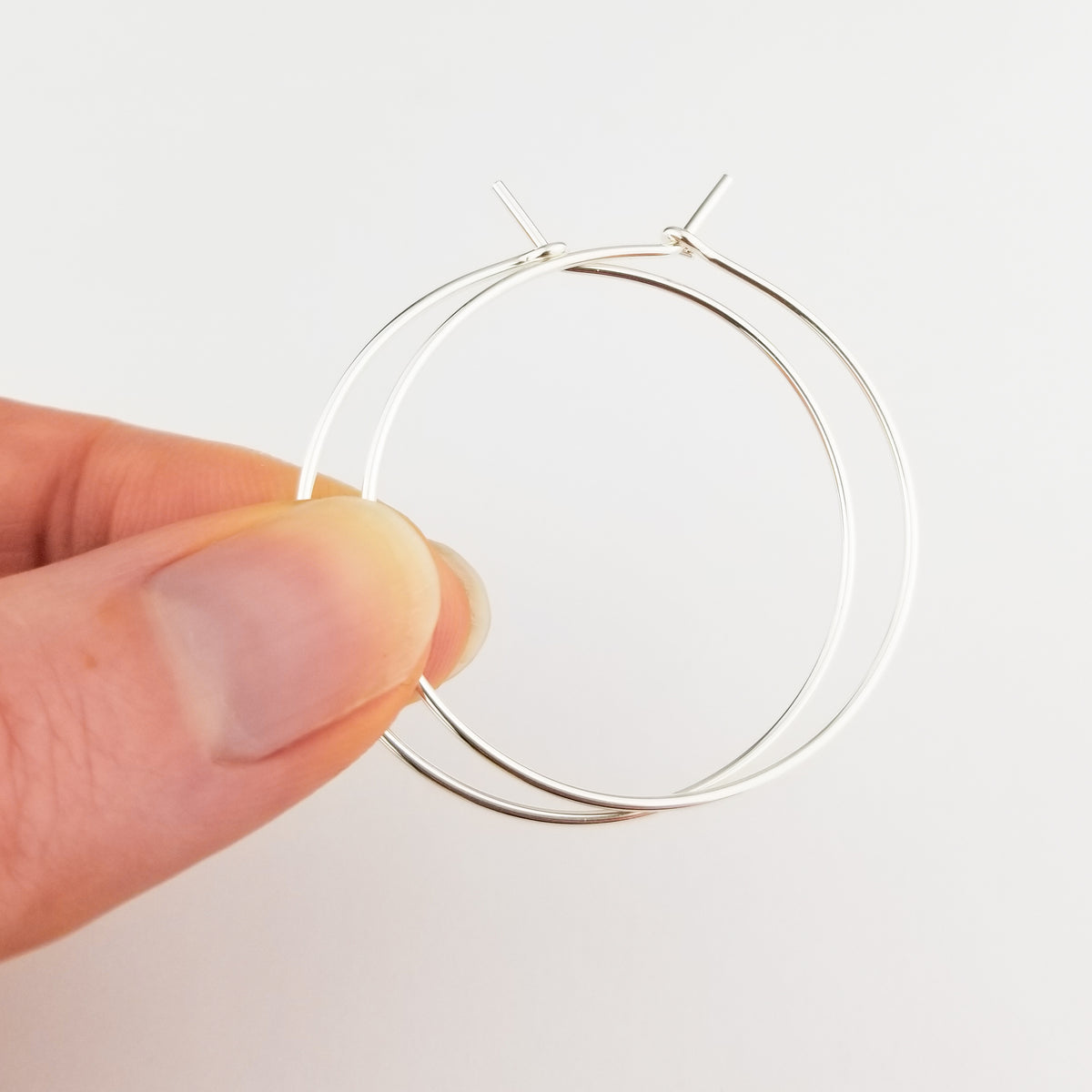 Thick Classic Silver Hoop Earrings