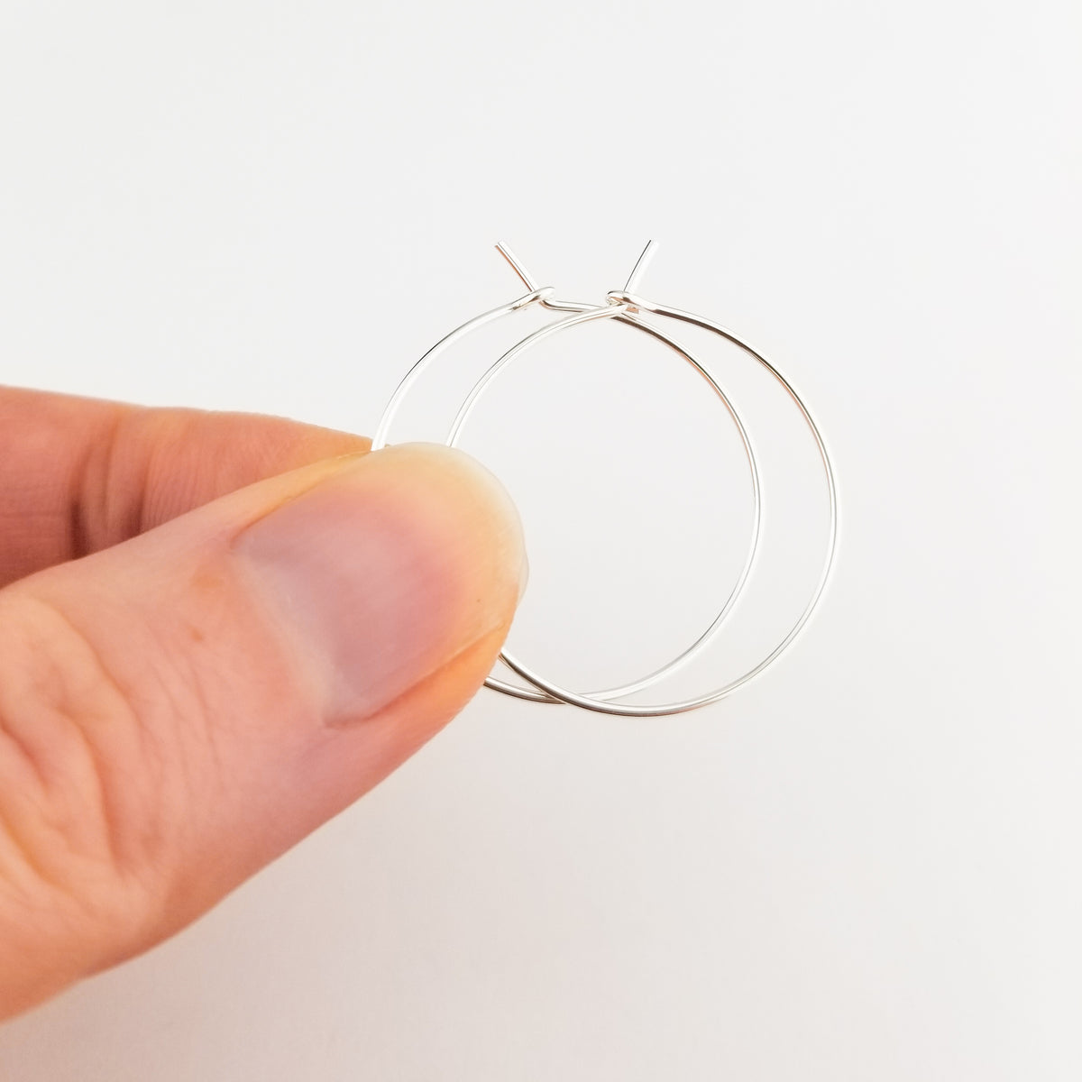 Thin Classic Silver Hoop Earrings