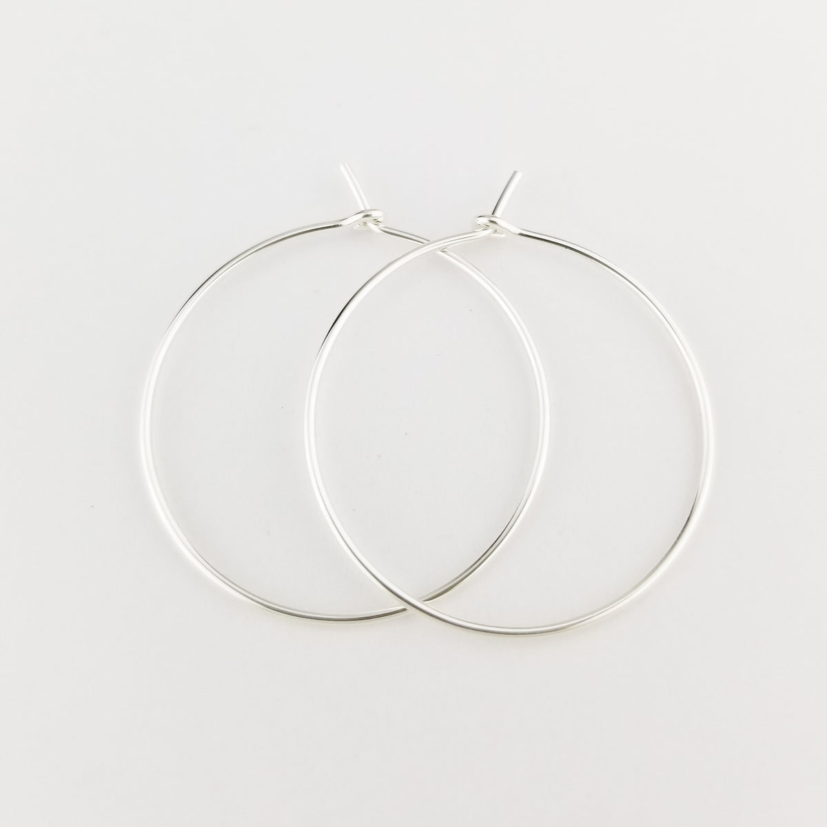 Thin Classic Silver Hoop Earrings