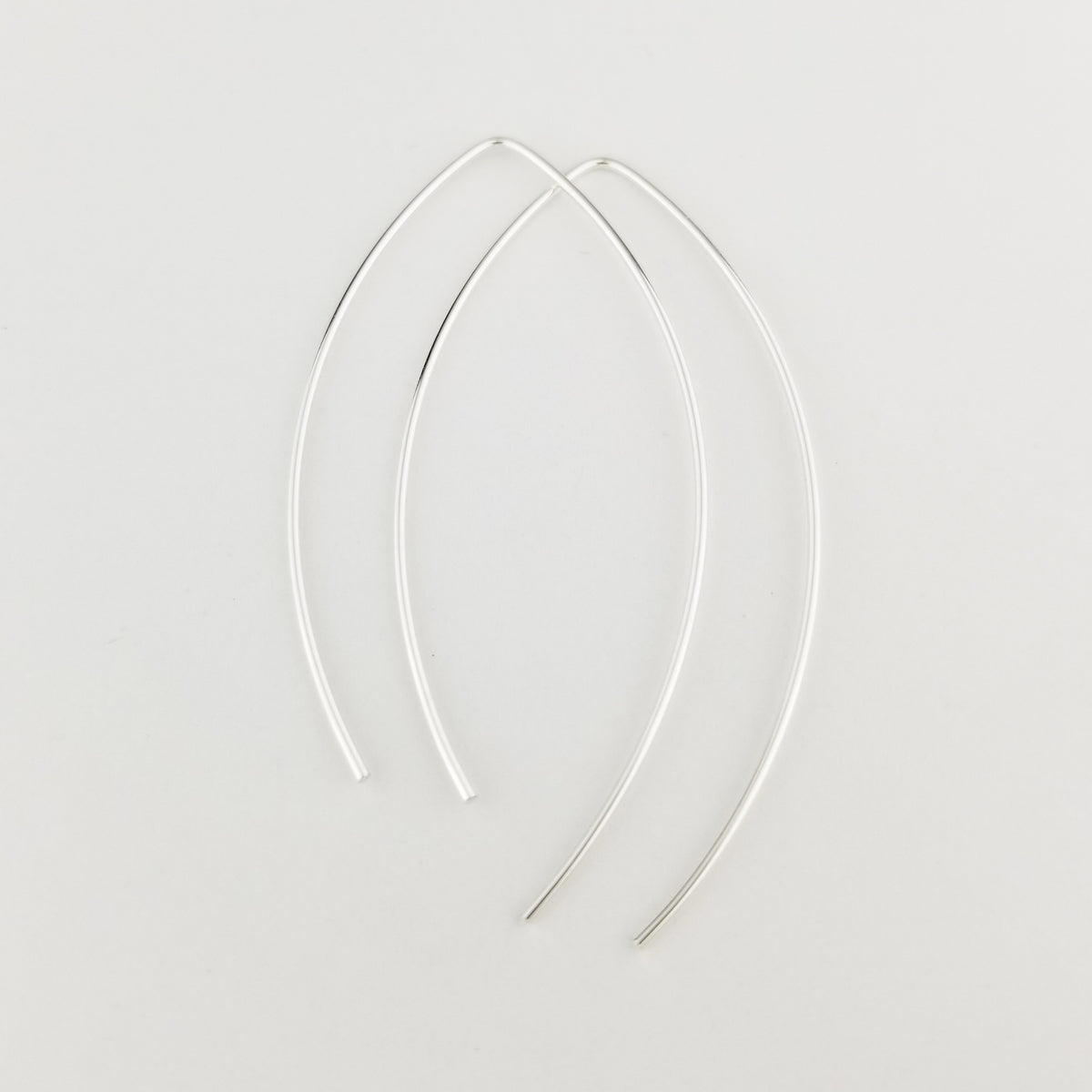 Thin Silver Open Hoop Threader Earrings