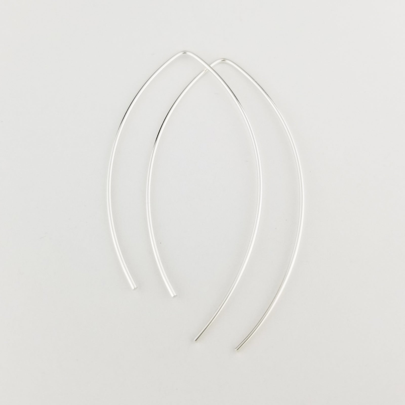 Thin Silver Open Hoop Threader Earrings