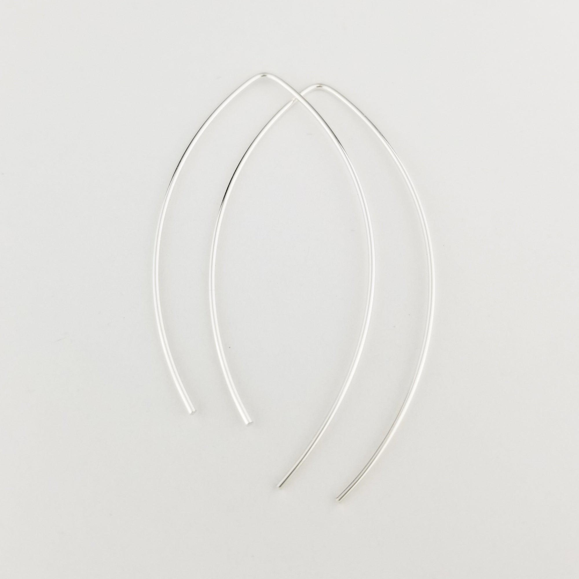 Thin Silver Open Hoop Threader Earrings